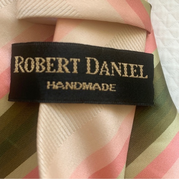 Men’s Robert Daniel Designer Tie. Smart Stylish Formal Stripe Handmade - Picture 3 of 5